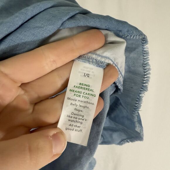 Aerie Shorts Women's Large Blue Lyocell Ligthweight 2" Inseam No Pockets - Picture 6 of 10